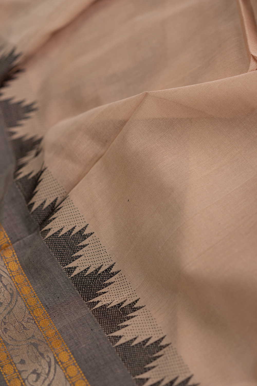 Sand Beige Narayanpet Border Cotton Fabric - Image 3