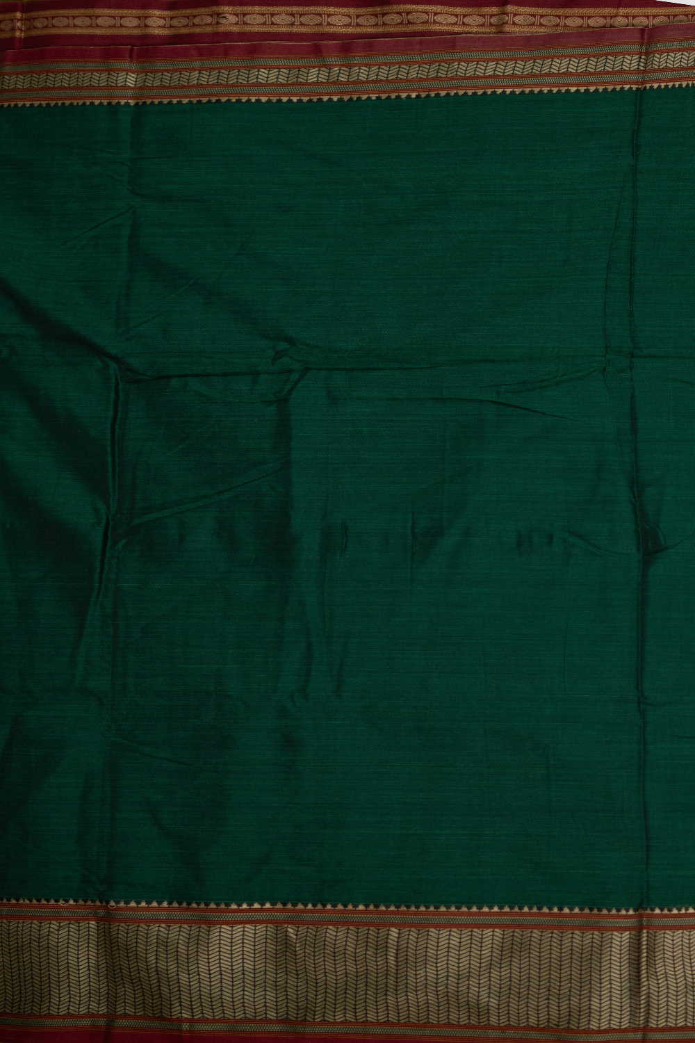 Leaf Green Narayanpet Border Cotton Fabric - Image 4