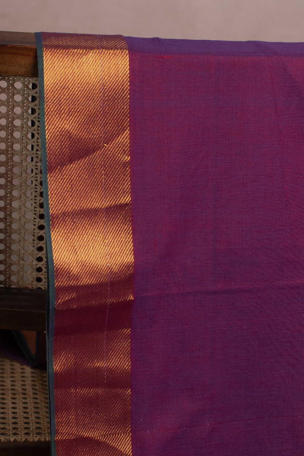 Gold Zari - Purple Narayanpet Cotton Fabric - Image 2