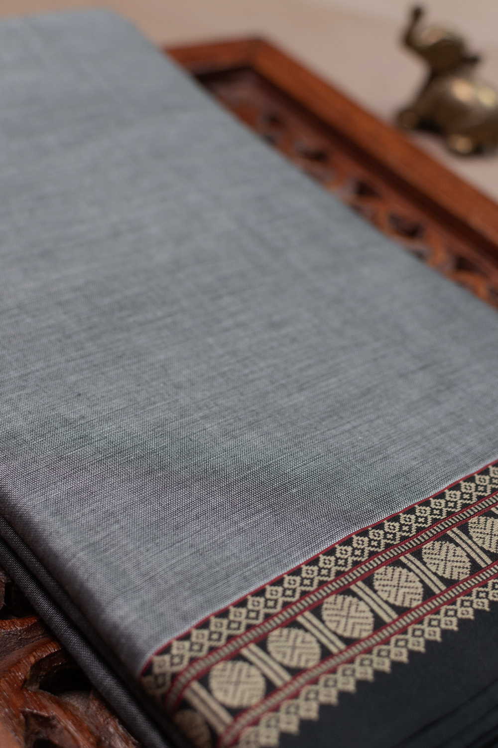 Slate Grey Narayanpet Cotton saree