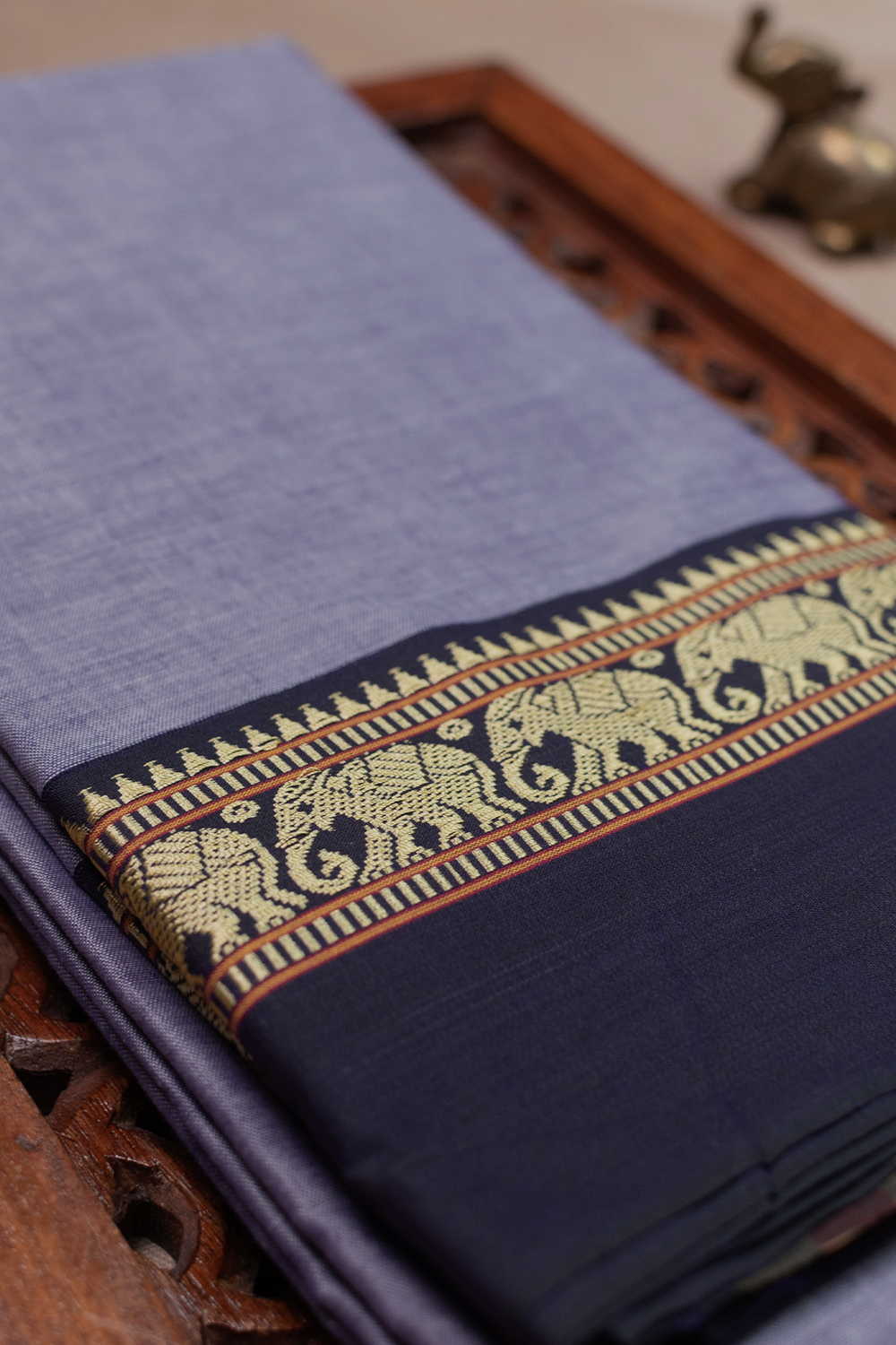 Creamy Blue Narayanpet Cotton saree