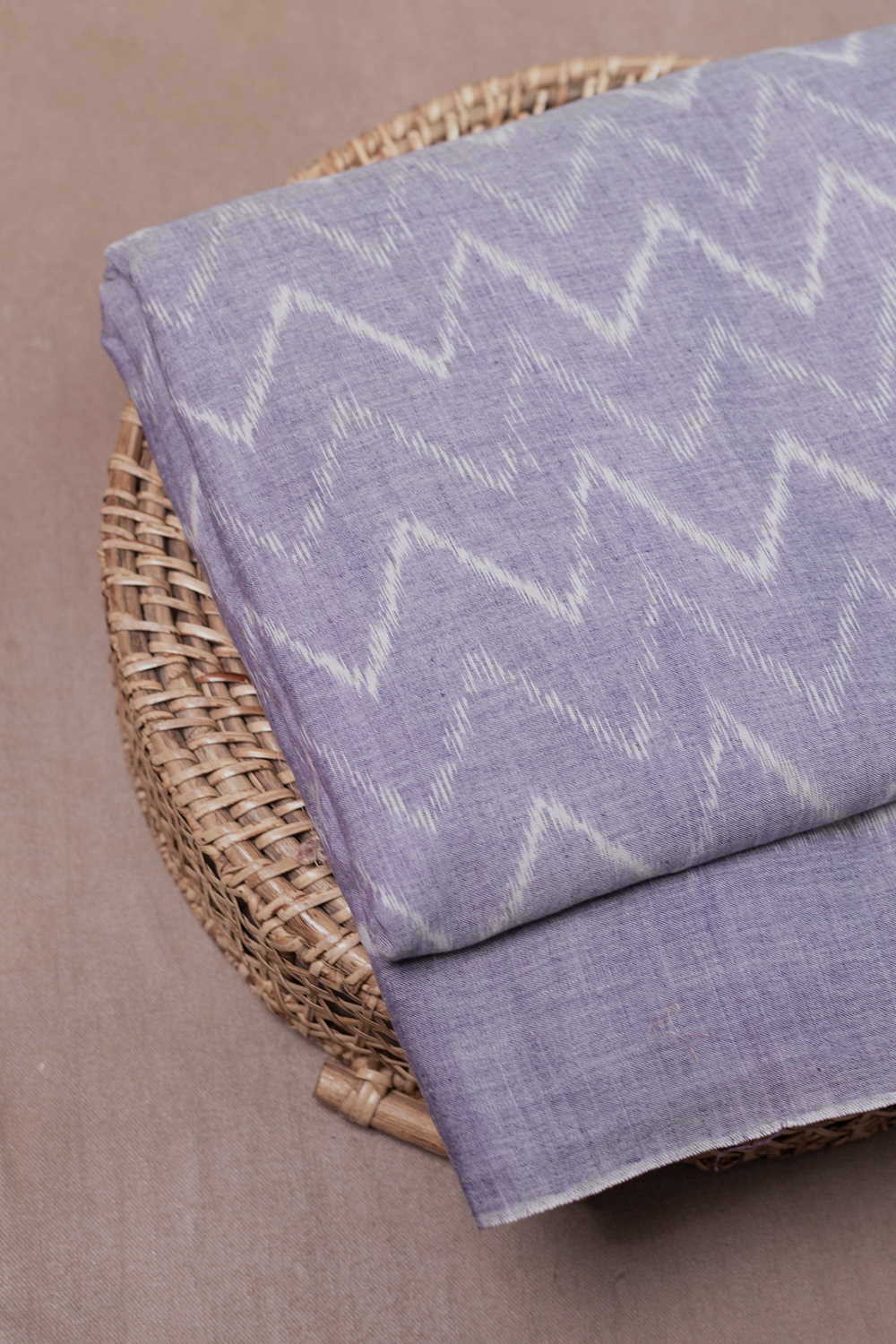 Lilac Purple with Chevron Orissa Ikat Cotton Fabric - Image 2