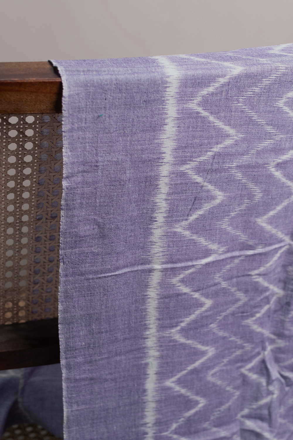 Lilac Purple with Chevron Orissa Ikat Cotton Fabric - Image 3