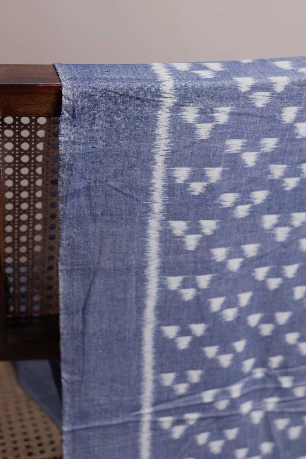 Greyish Blue Orissa Ikat Cotton Fabric - Image 3