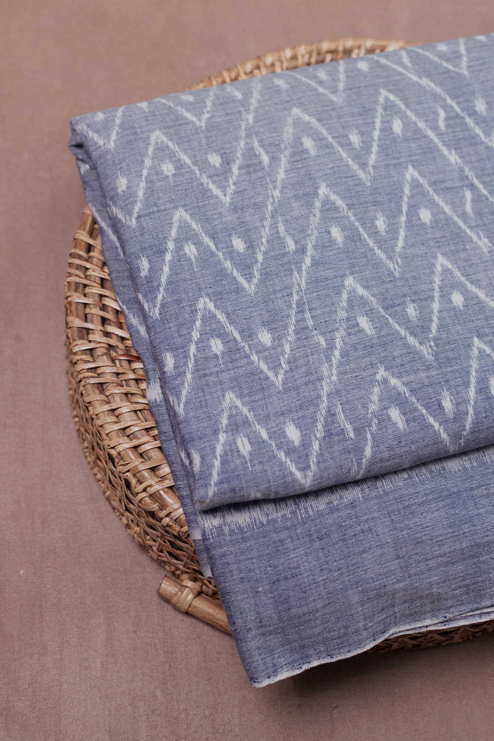 Baby Grey with Chevron Orissa Ikat Cotton Fabric