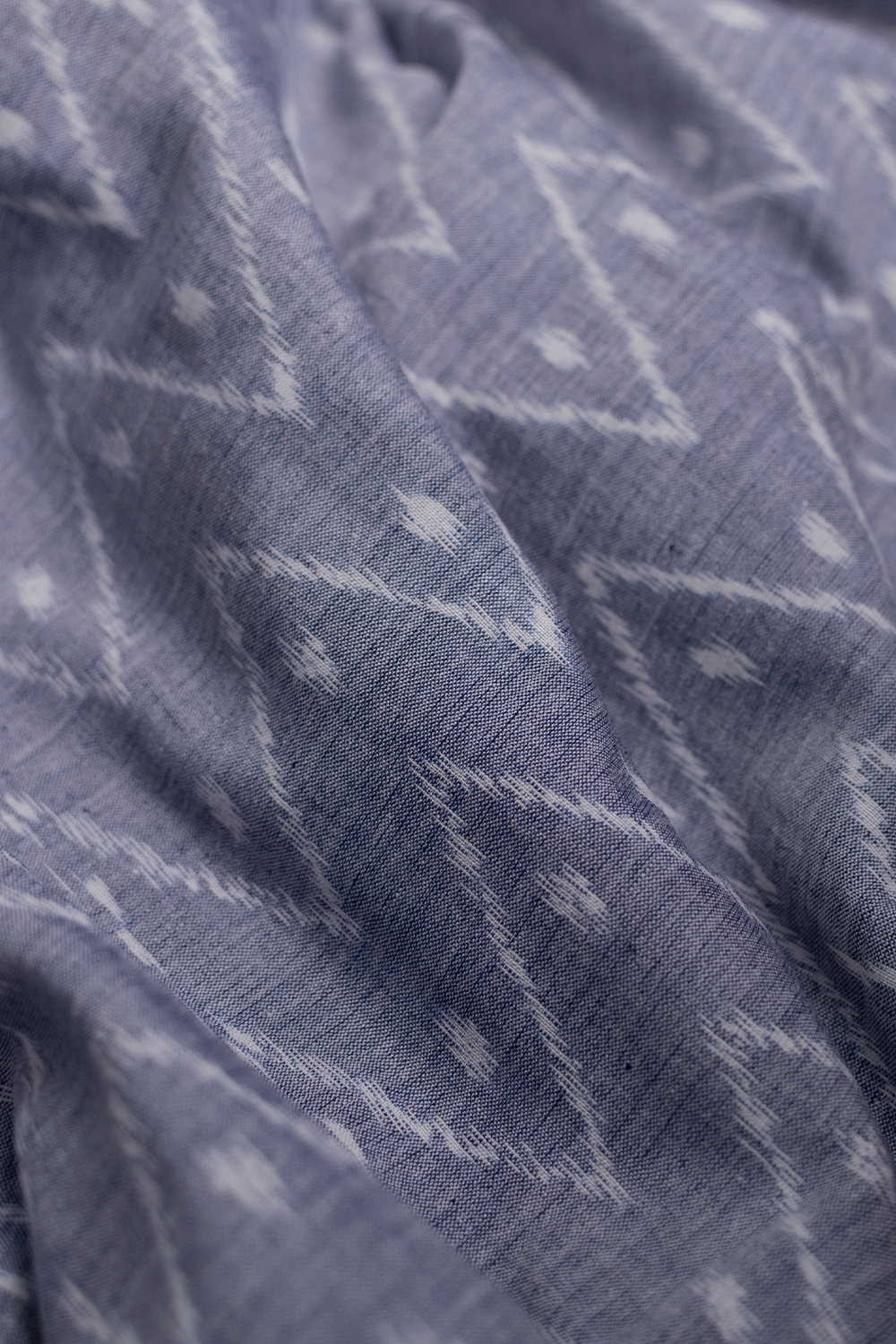 Baby Grey with Chevron Orissa Ikat Cotton Fabric - Image 2