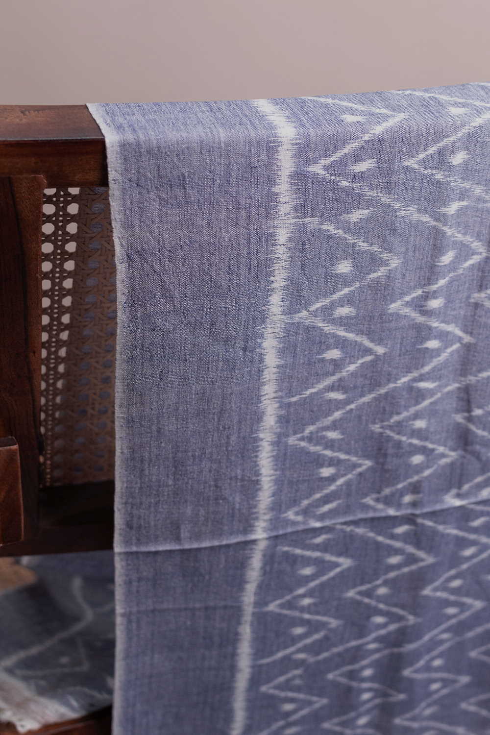 Baby Grey with Chevron Orissa Ikat Cotton Fabric - Image 3