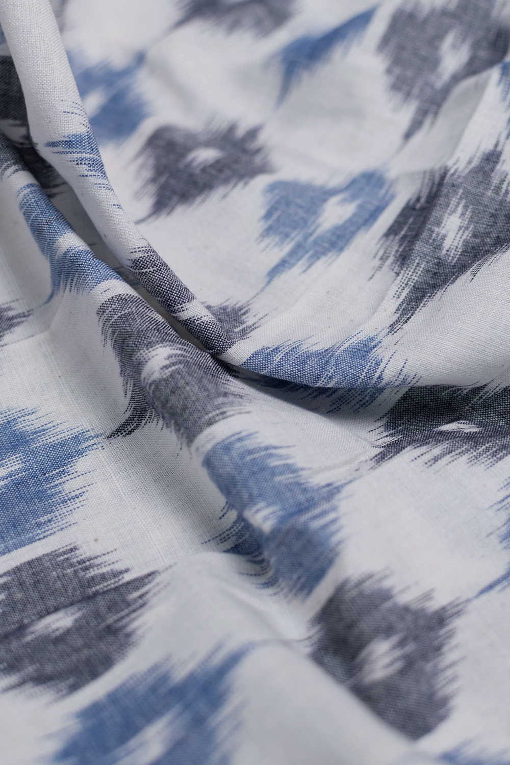 Grey & Blue Motifs Orissa Ikat Cotton Fabric