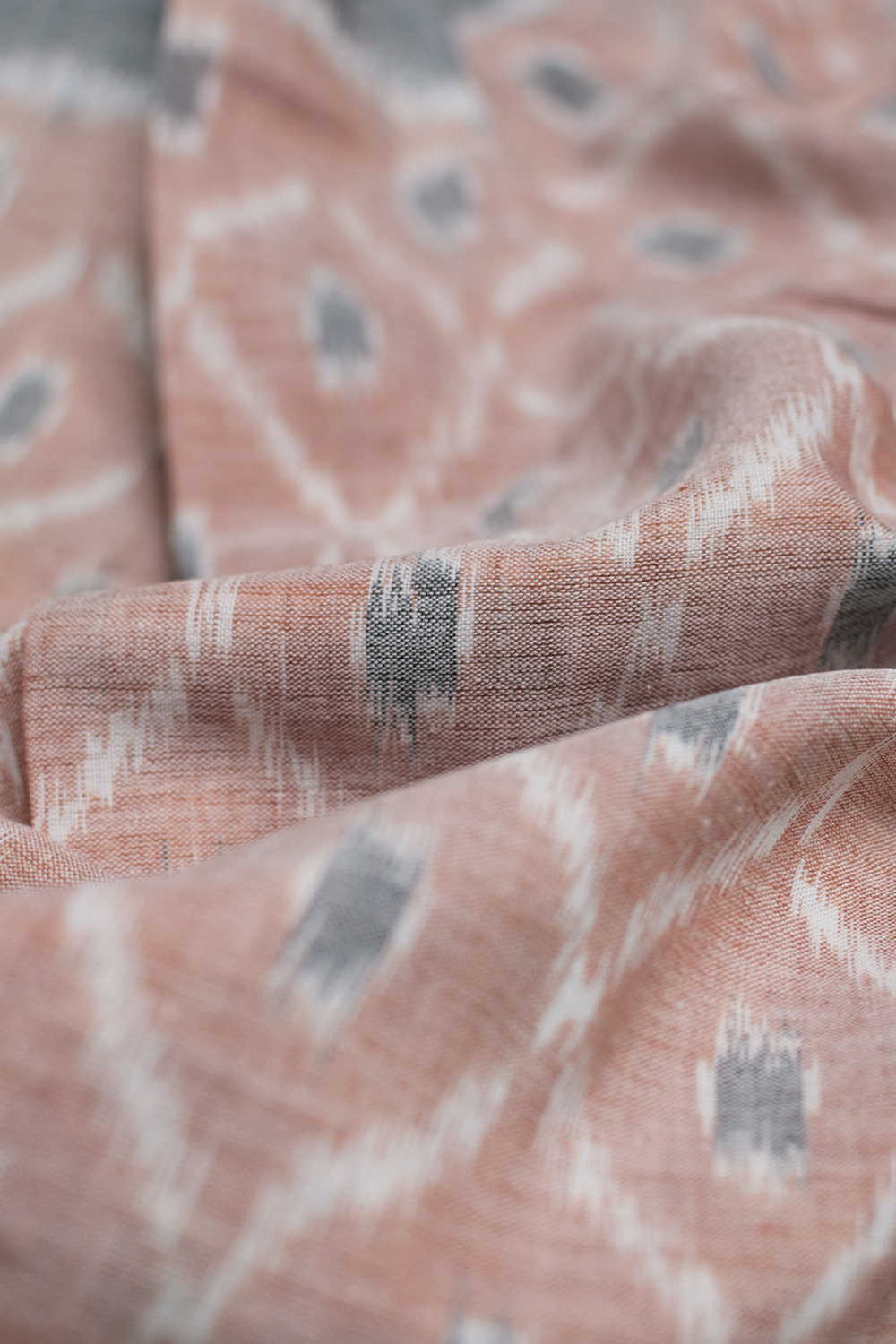 Light Peach Orissa Ikat Cotton Fabric - Image 3