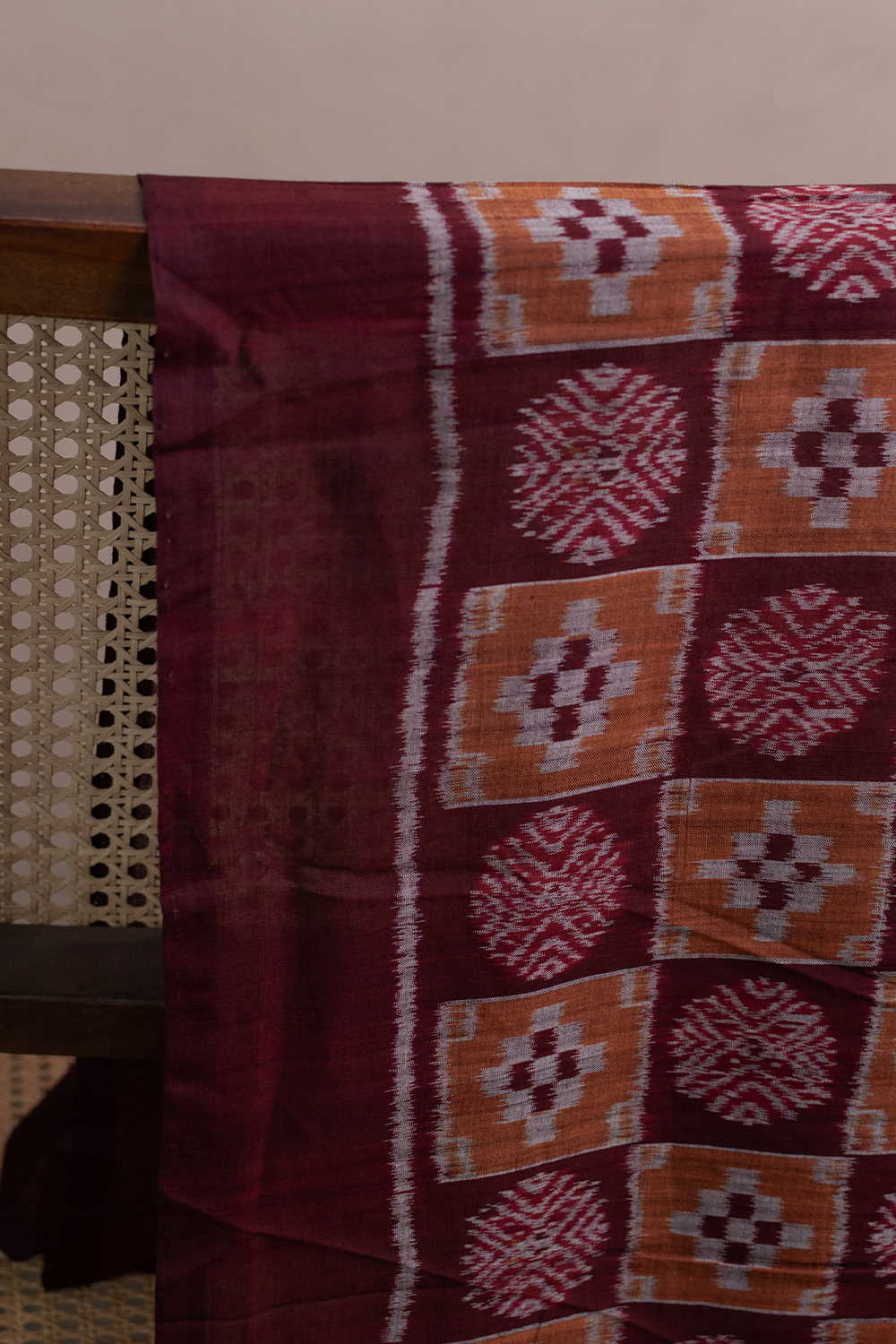 Mahogany Brown Orissa Ikat Cotton Fabric - Image 2
