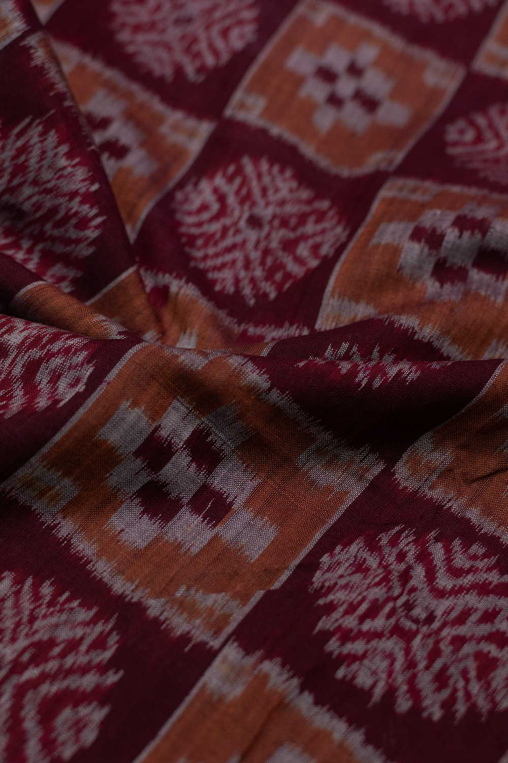 Mahogany Brown Orissa Ikat Cotton Fabric - Image 3