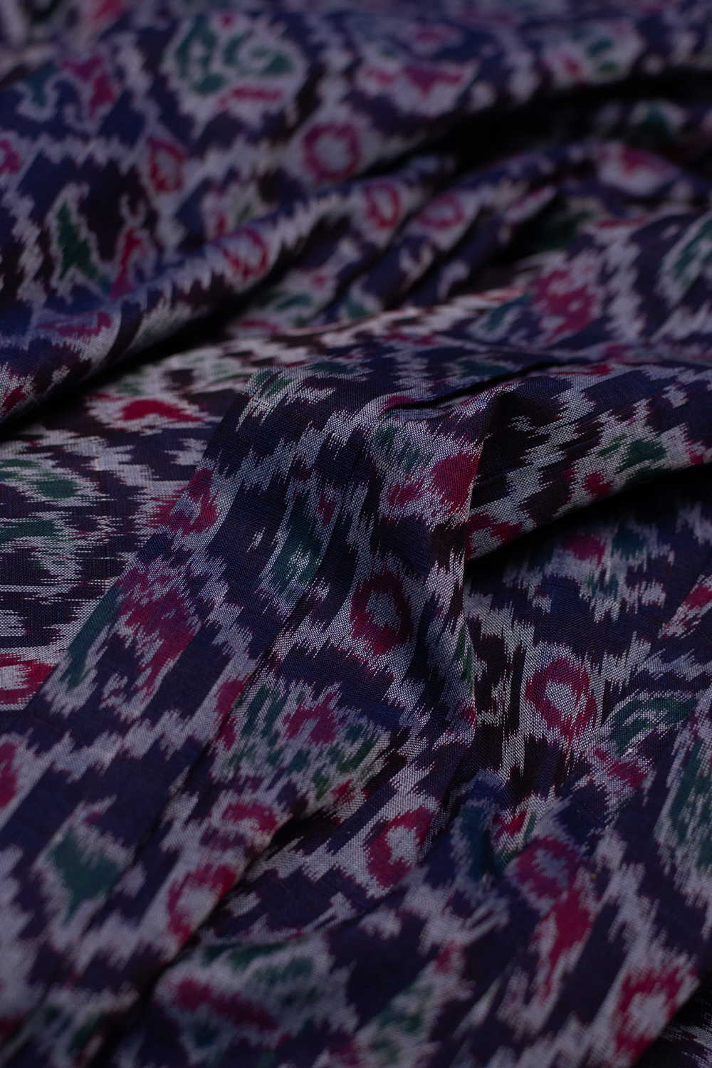 Dark Blue Orissa Ikat Cotton Fabric - Image 3