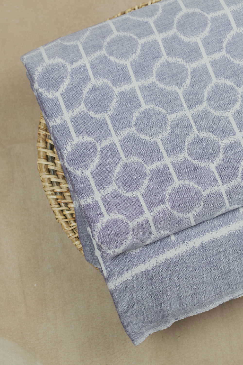 Cream Pattern Orissa Ikat Cotton Fabric - Image 3