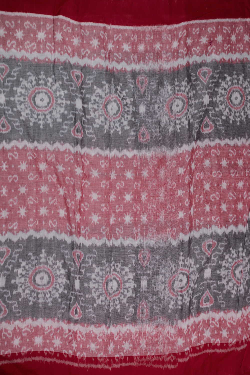 Grey with Pink Pattern Orissa Ikat Cotton Fabric - Image 3