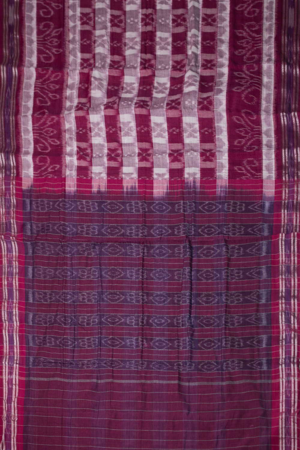 Pink & Cream Checks Orissa Ikat Cotton saree - Image 2