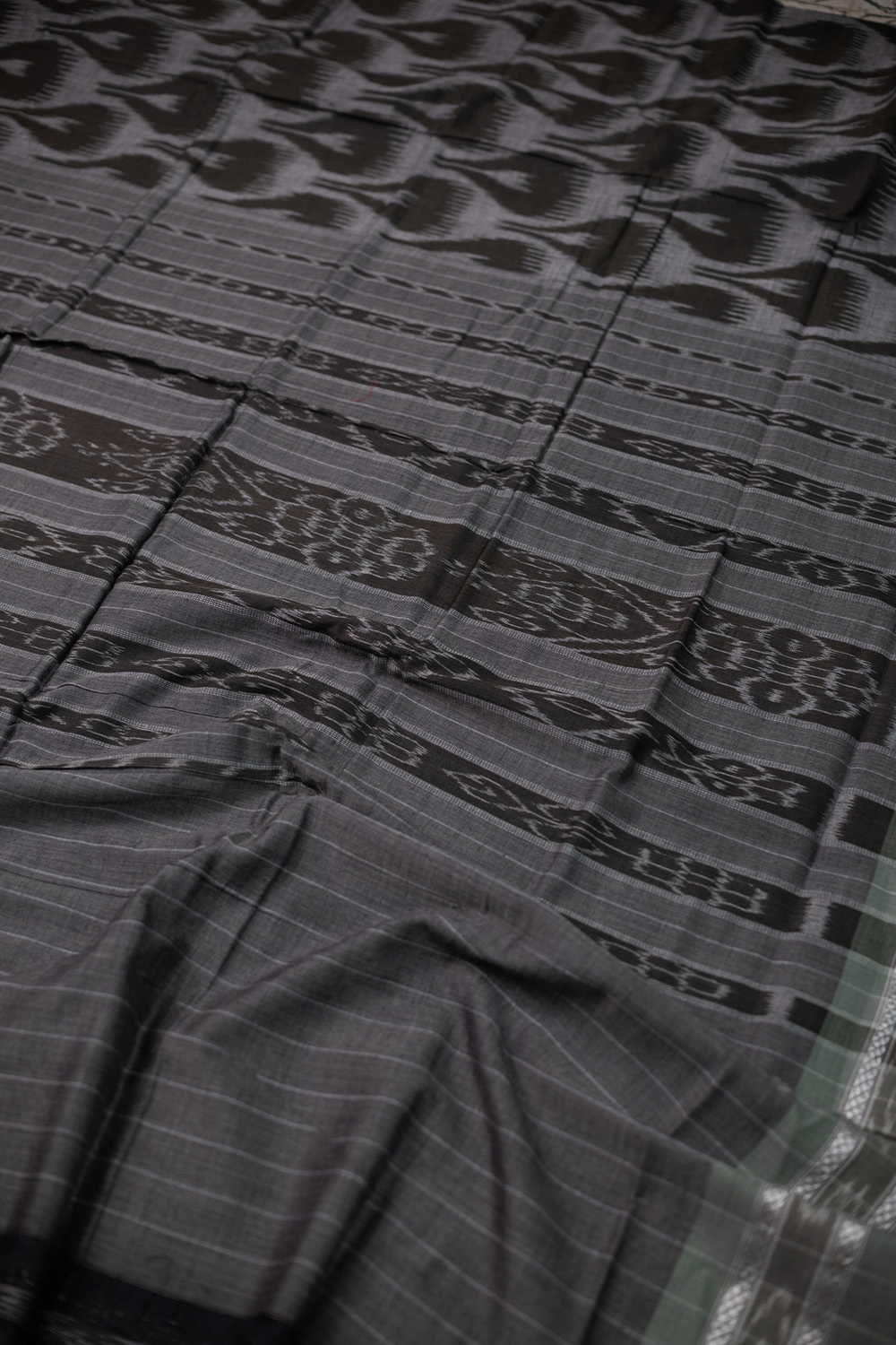 Shade of Green Orissa Ikat Cotton saree - Image 3