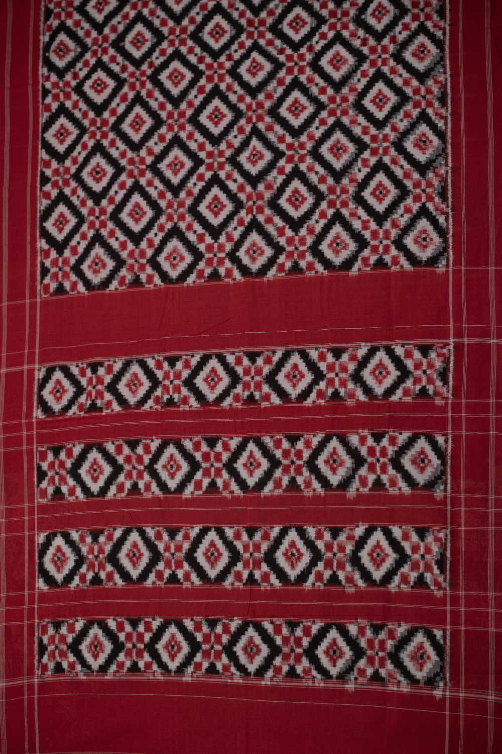 Geometric Patterns Telia Rumal Cotton Saree - Image 2