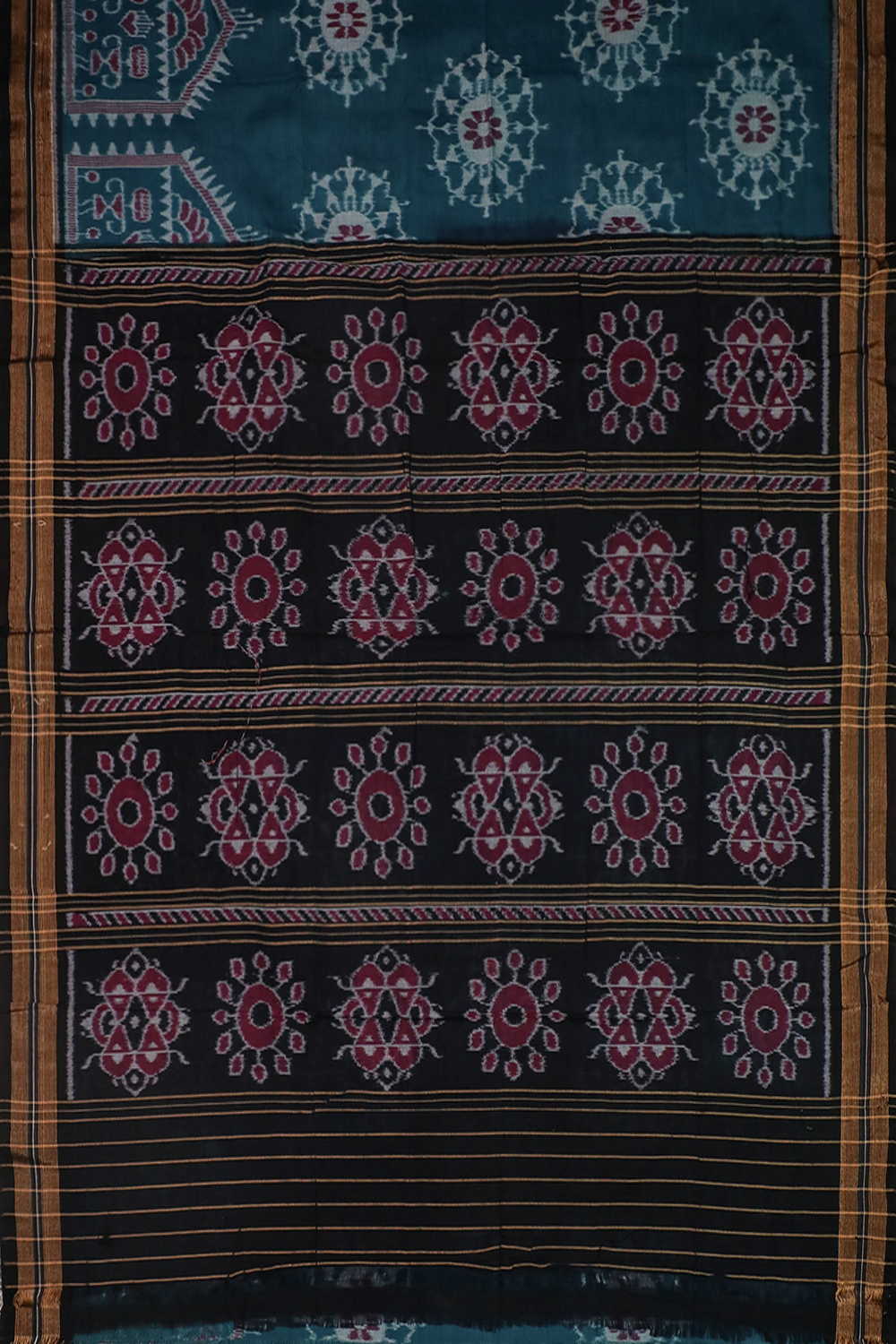 Classic Temple Design with Green Orissa Ikat Saree - Image 3