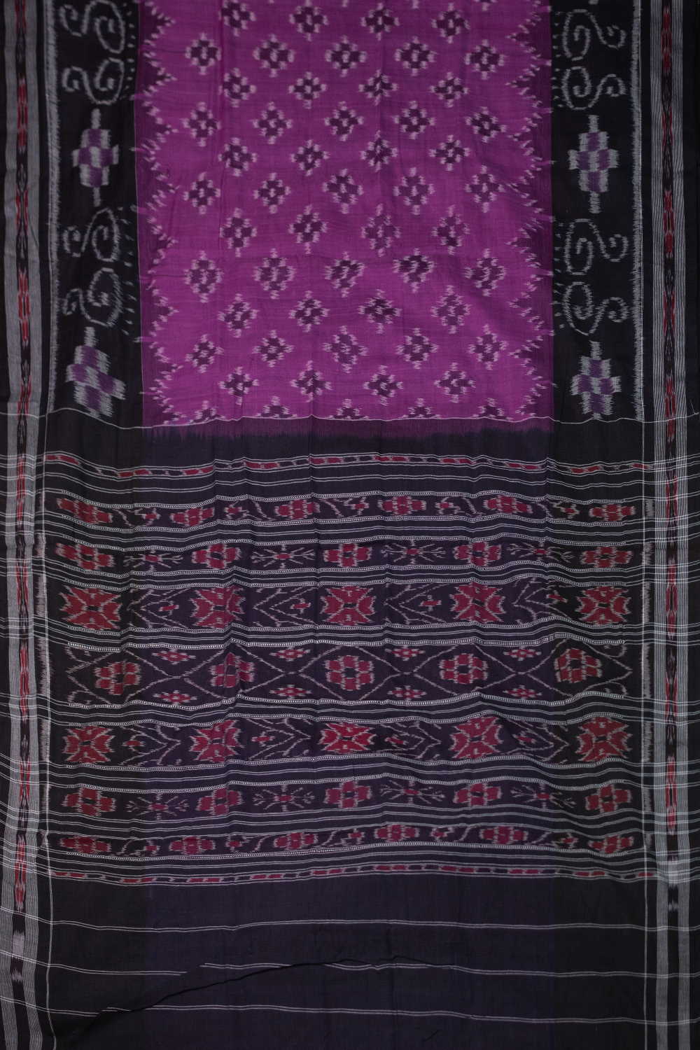 Dark Pink Orissa Ikat Cotton saree - Image 2