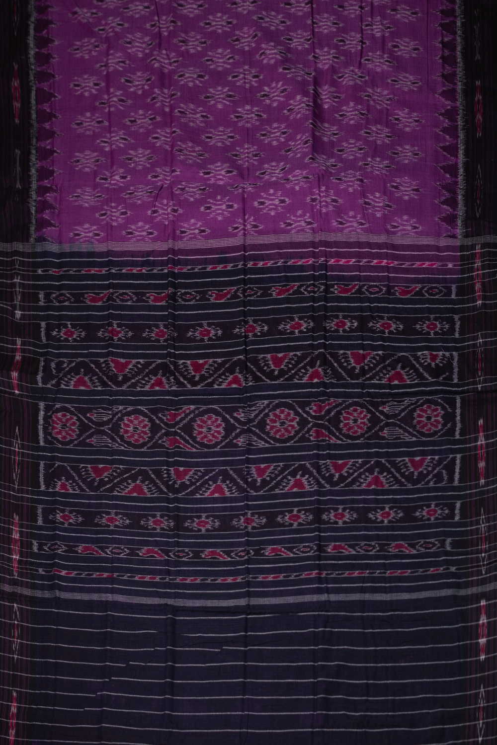 Boysenberry Purple Orissa Ikat Cotton saree - Image 2