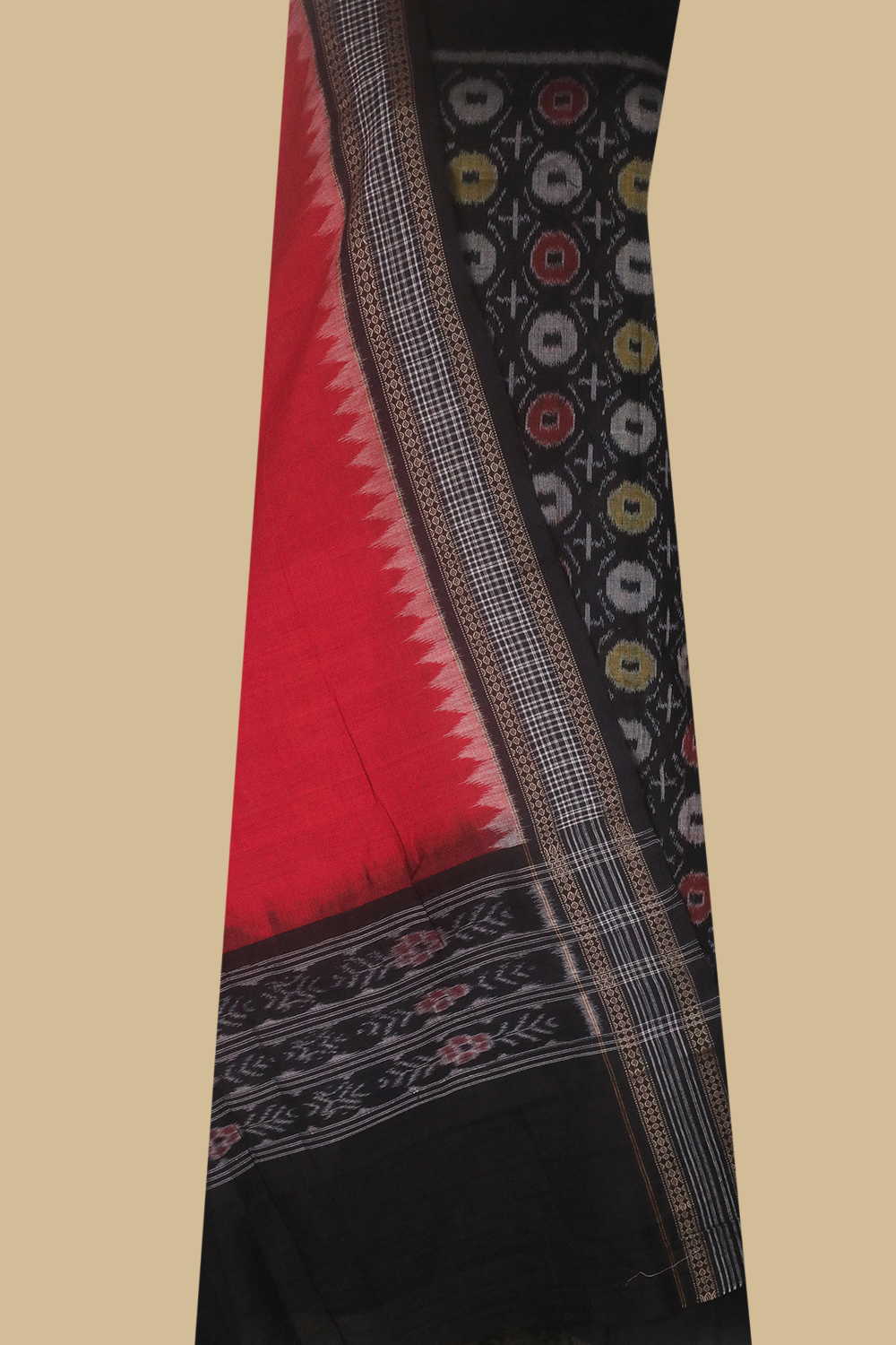 Black With Circle Pattern Orissa Ikat Cotton Suit