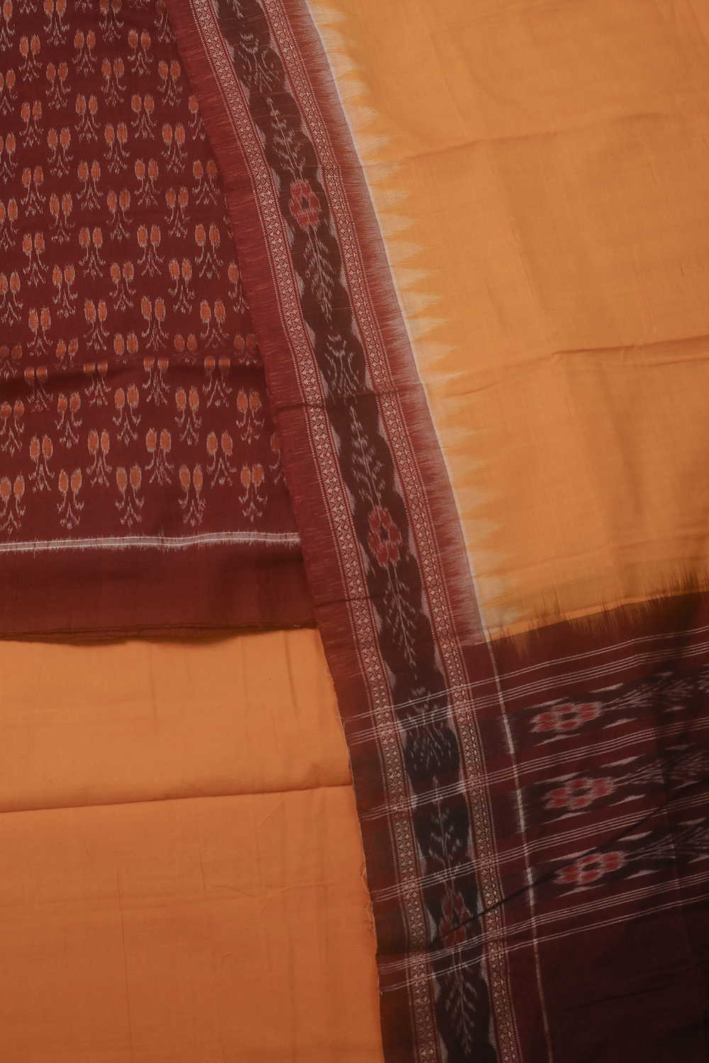 Dark Maroon Orissa Ikat Cotton Suit - Image 3