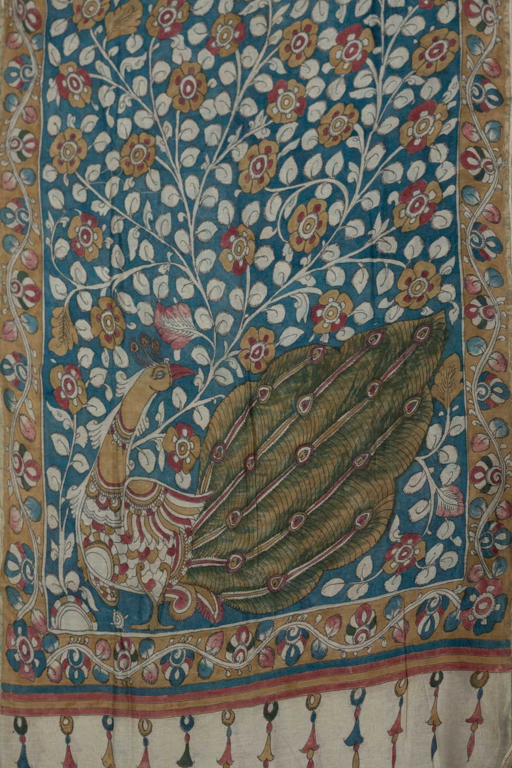 Blue Painted kalamkari Silk Cotton Dupatta - Image 3