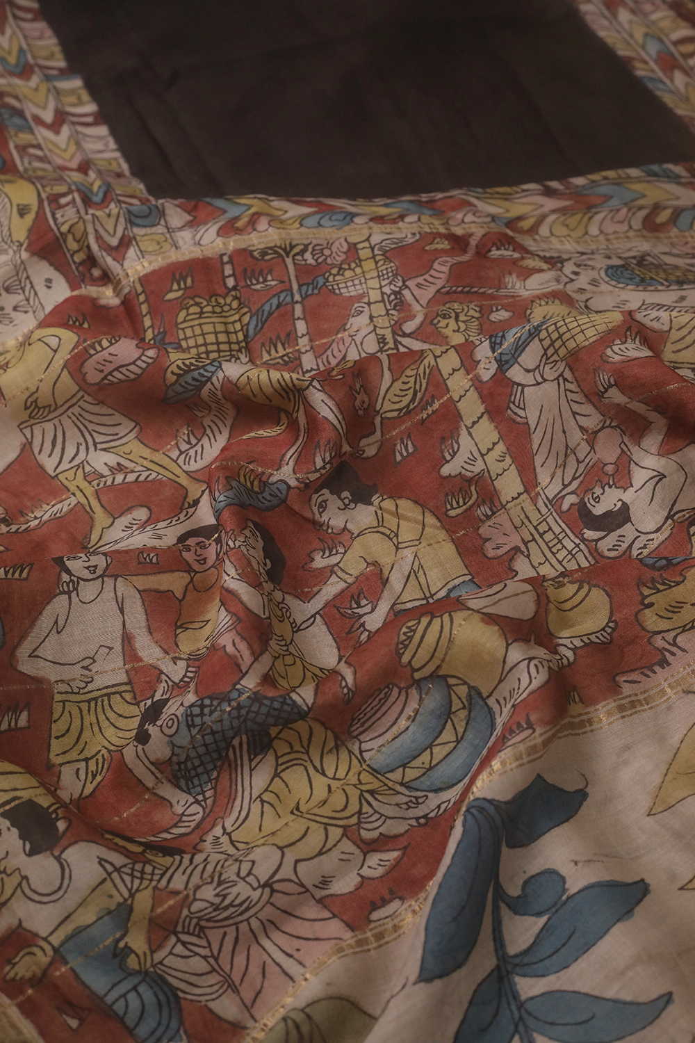 Hertiage Kalamkari Pallun Design Silk Cotton saree - Image 3