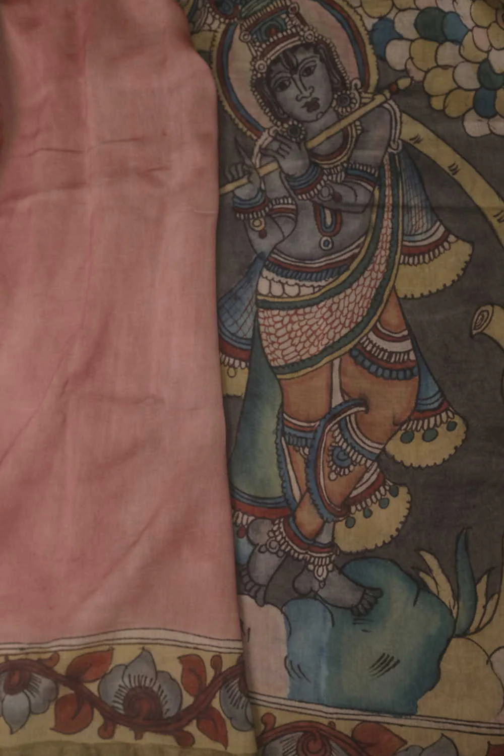 Mythological Kalamkari Scene Silk Cotton saree - Image 4