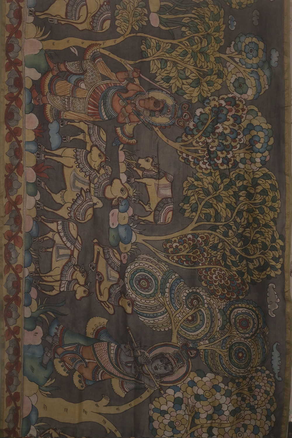 Mythological Kalamkari Scene Silk Cotton saree - Image 5