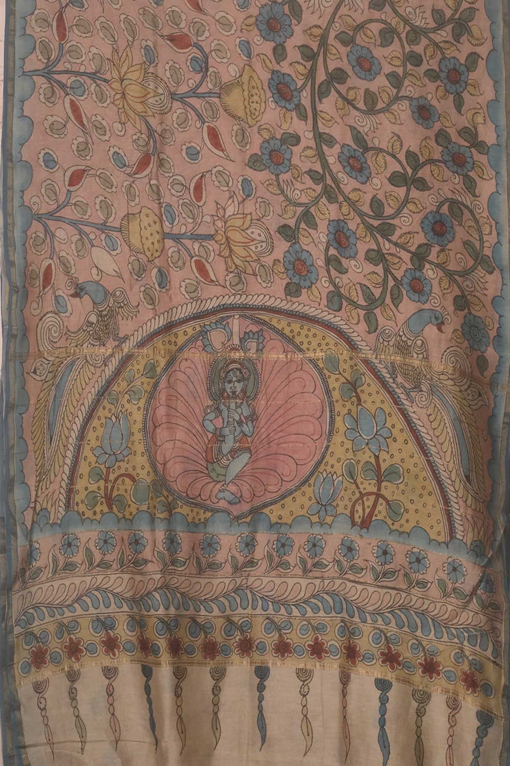 Vintage Floral Painted kalamkari Silk Cotton saree - Image 2