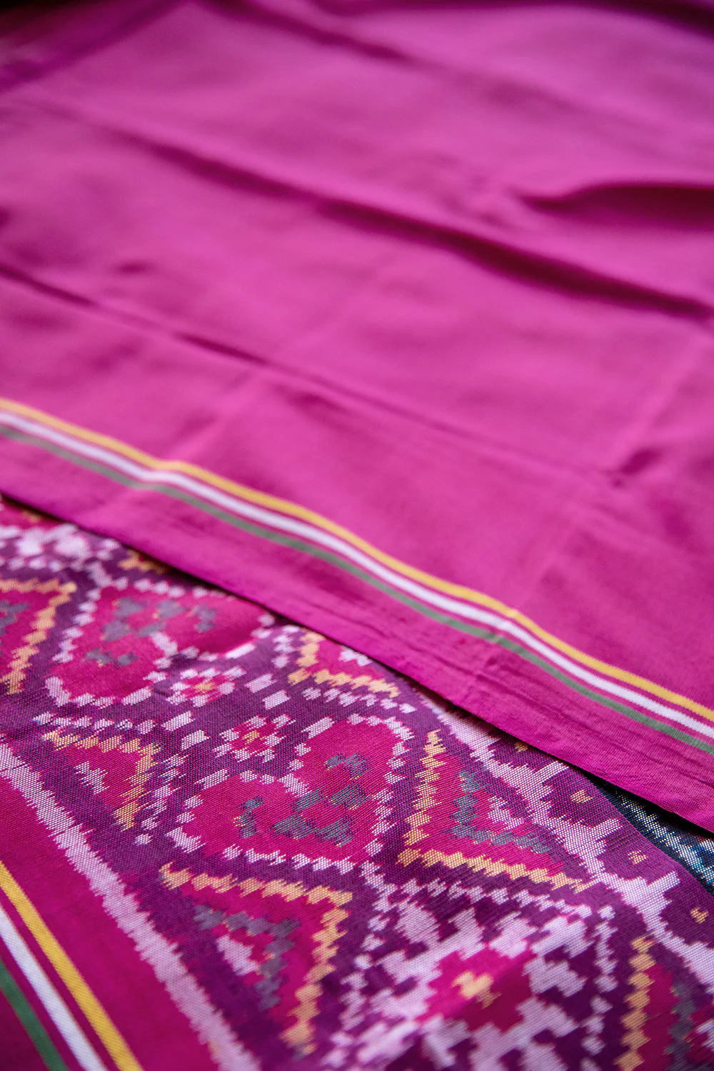 Dark Blue with Purple Patola Silk Saree - Image 3