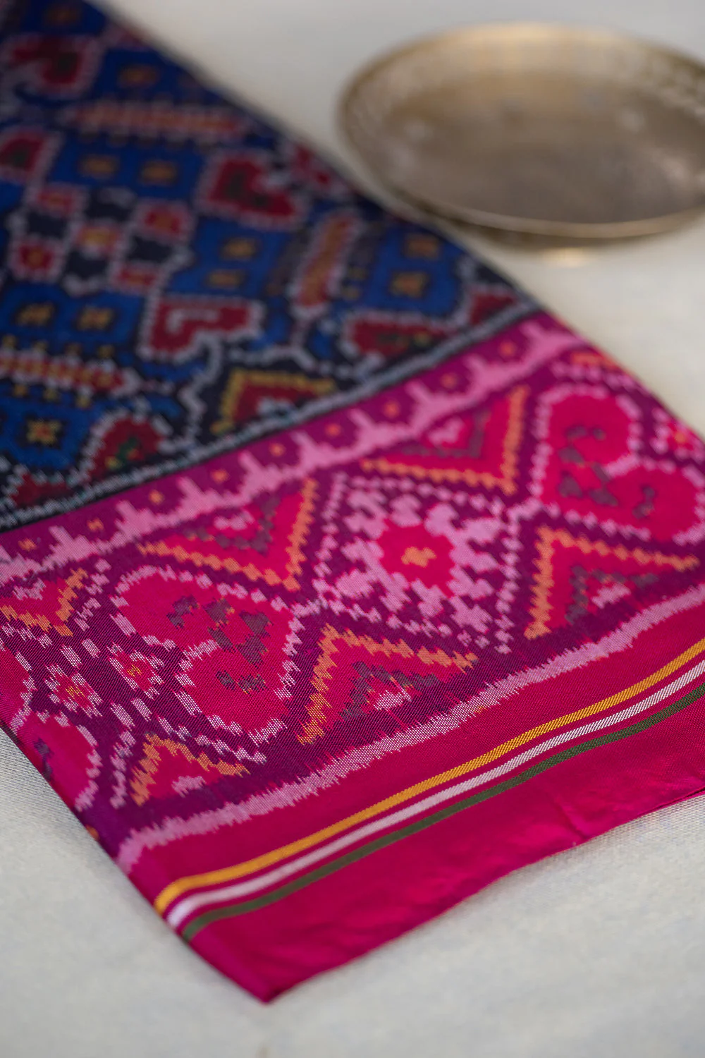 Dark Blue with Purple Patola Silk Saree - Image 4