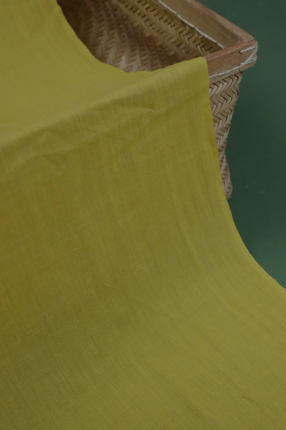 Plain Lemon Yellow Mul Cotton Fabric - Image 3