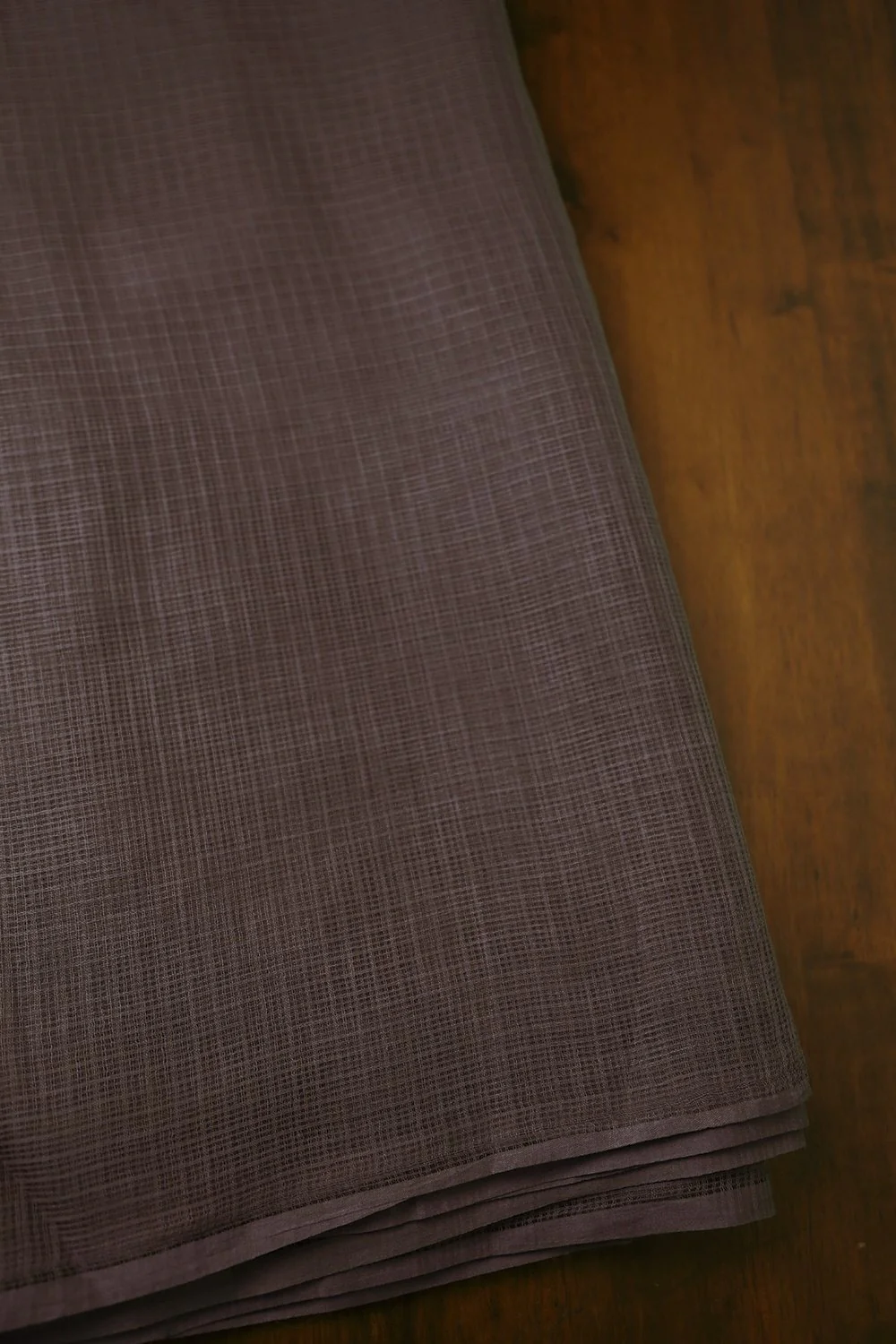 Greyish Purple Handwoven Kota Doria Cotton Fabric - 0.7m - Image 3