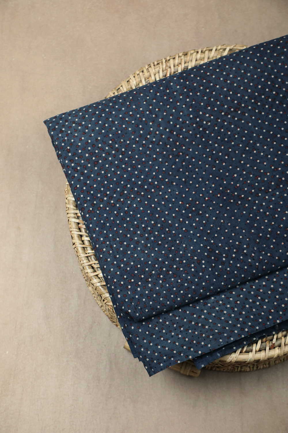 Maroon & Cream Tiny Dots Ajrak Cotton Fabric - 1.5m
