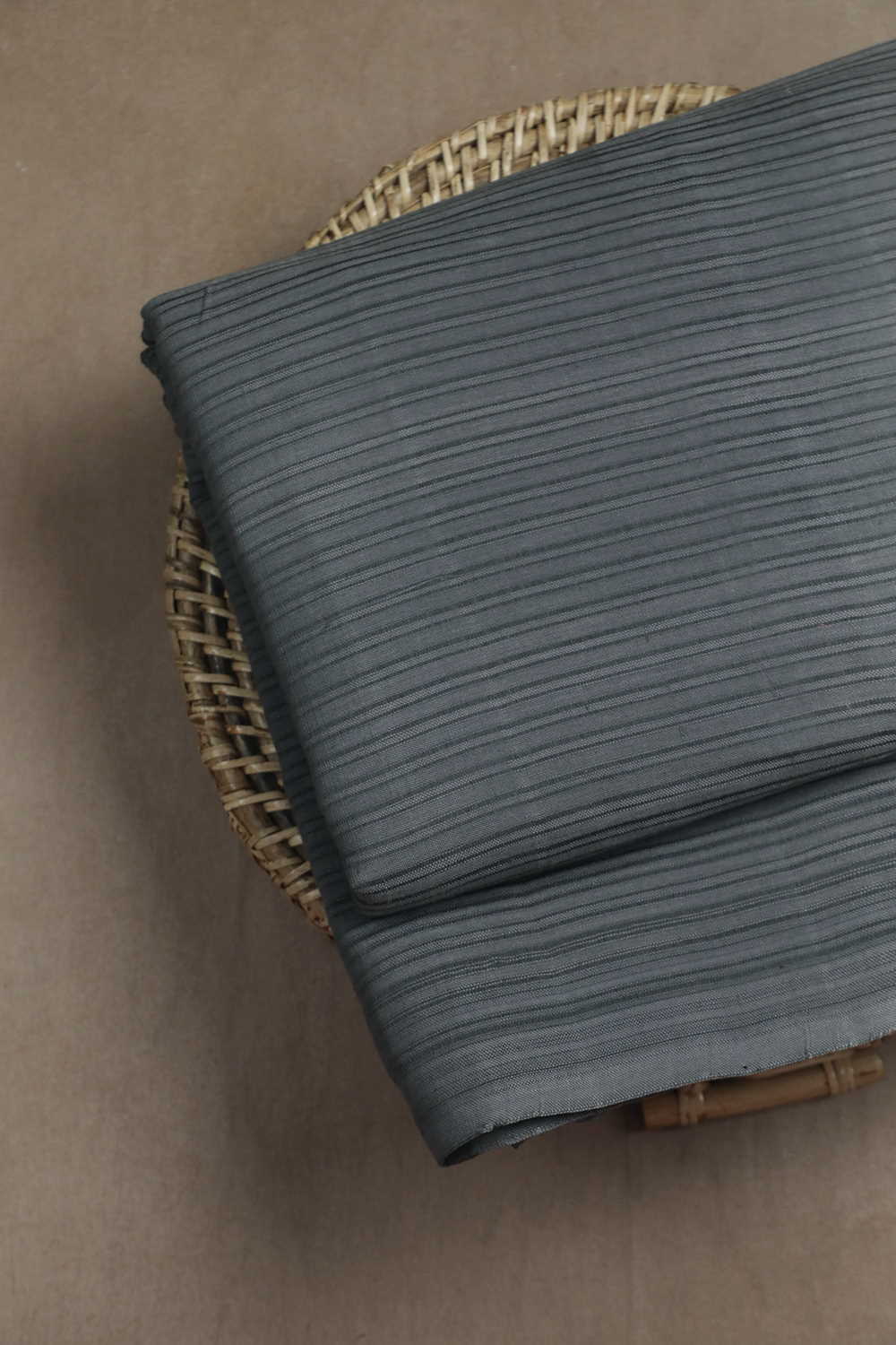 Light Grey Handwoven Cotton Fabric - 0.55M - Image 3