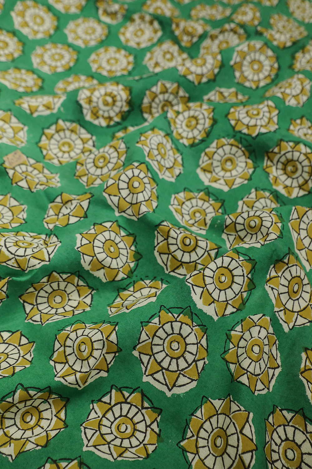 Rangoli Motifs on Green Bagru Cotton Fabric - 0.6m - Image 3