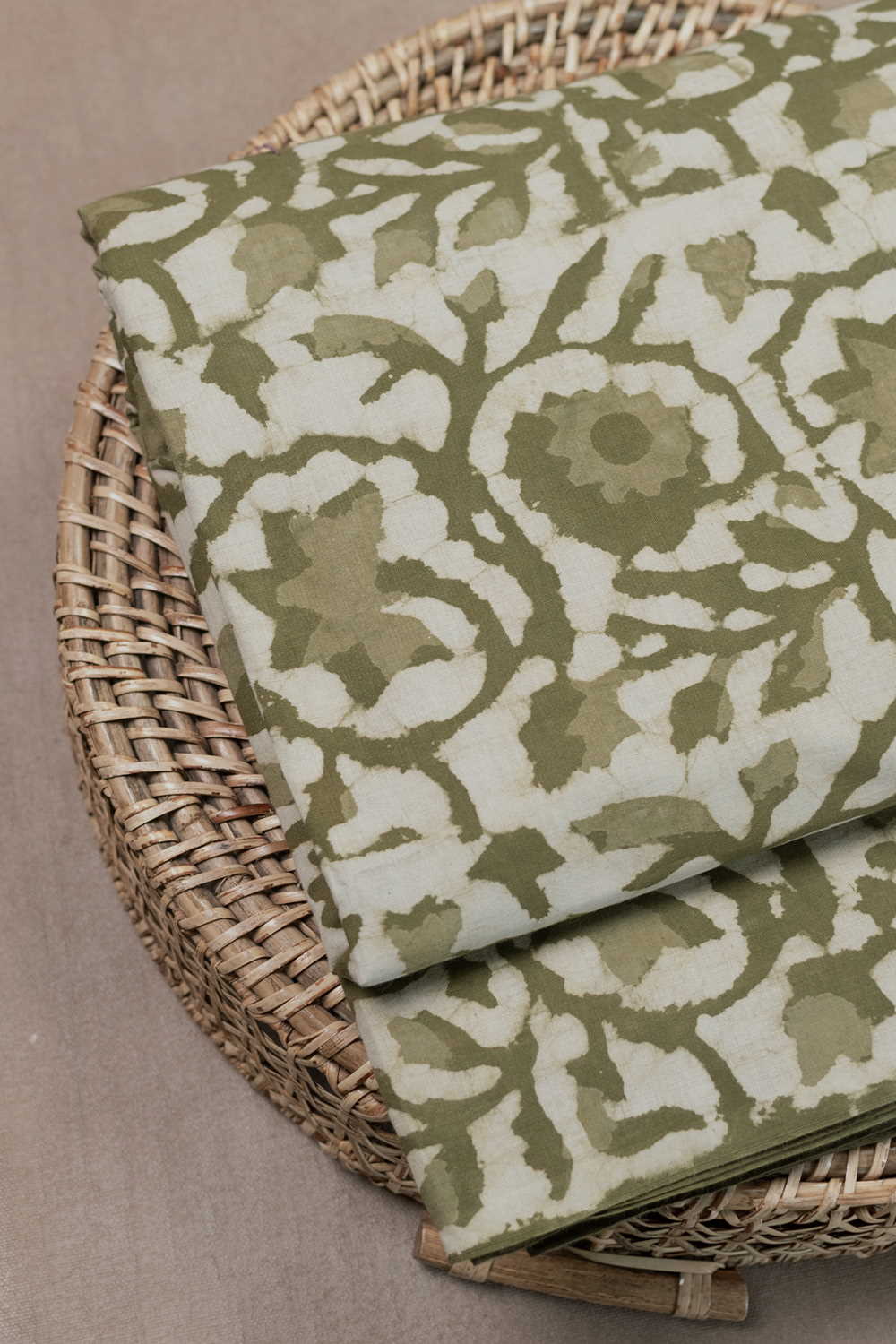 Olive Garden Block Printed Cotton Fabric - 0.8m