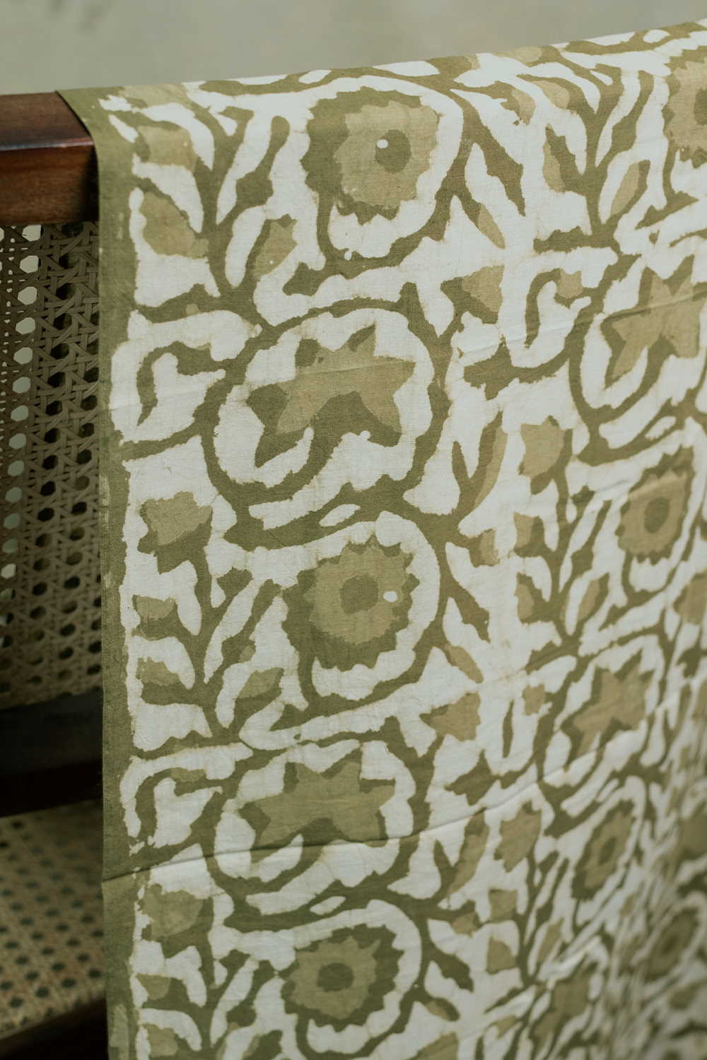 Olive Garden Block Printed Cotton Fabric - 0.8m - Image 2