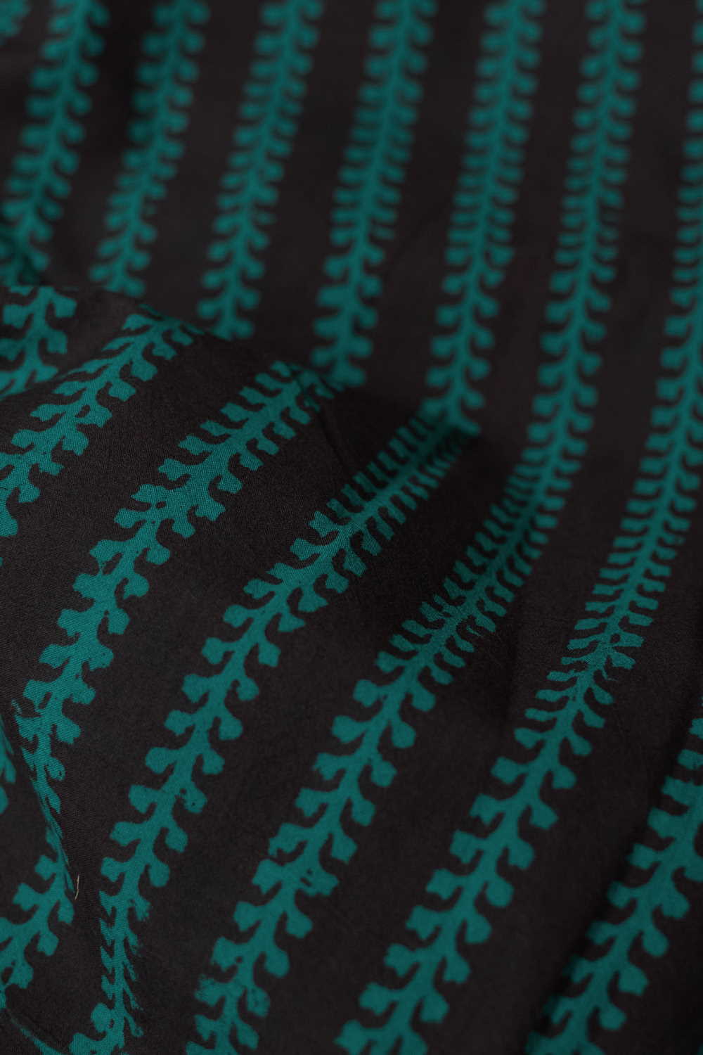 Green Stripe Pattern Bagh Cotton Fabric - 0.8m - Image 2