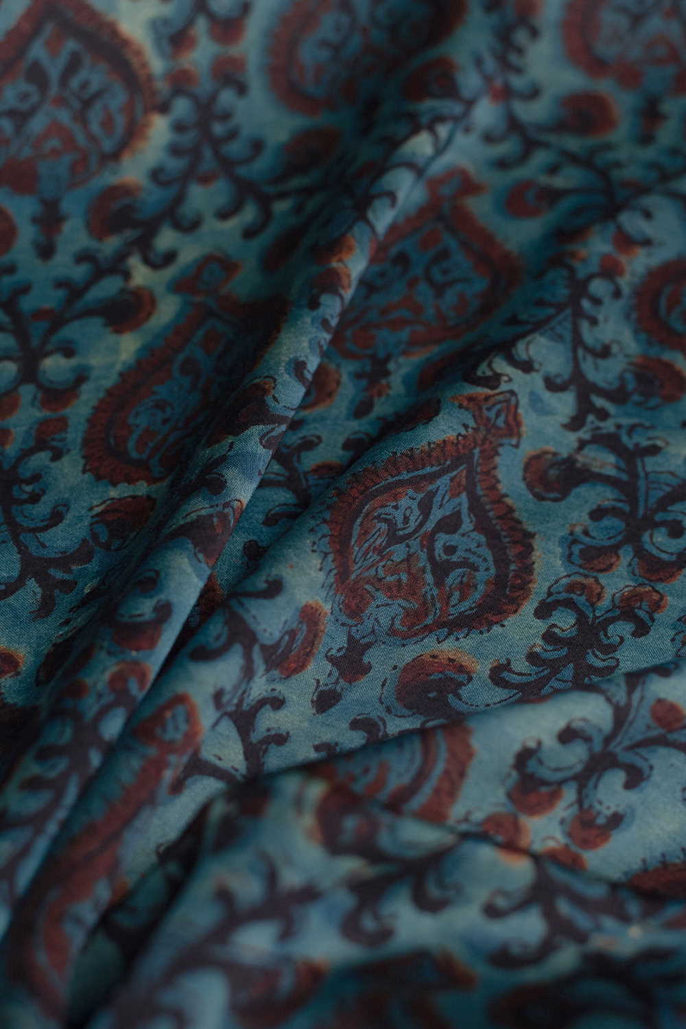 Intricate Design Block Printed Modal Silk Fabric-0.55m - Image 2