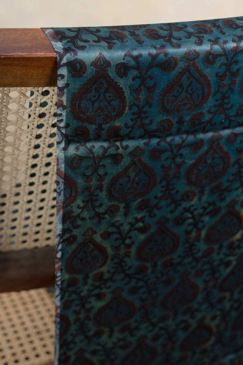 Intricate Design Block Printed Modal Silk Fabric-0.55m - Image 3