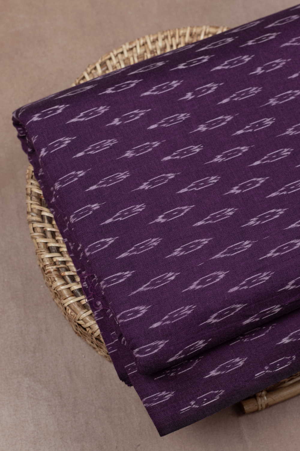 Velvet Purple Ikat Cotton Fabric - 0.5m - Image 2