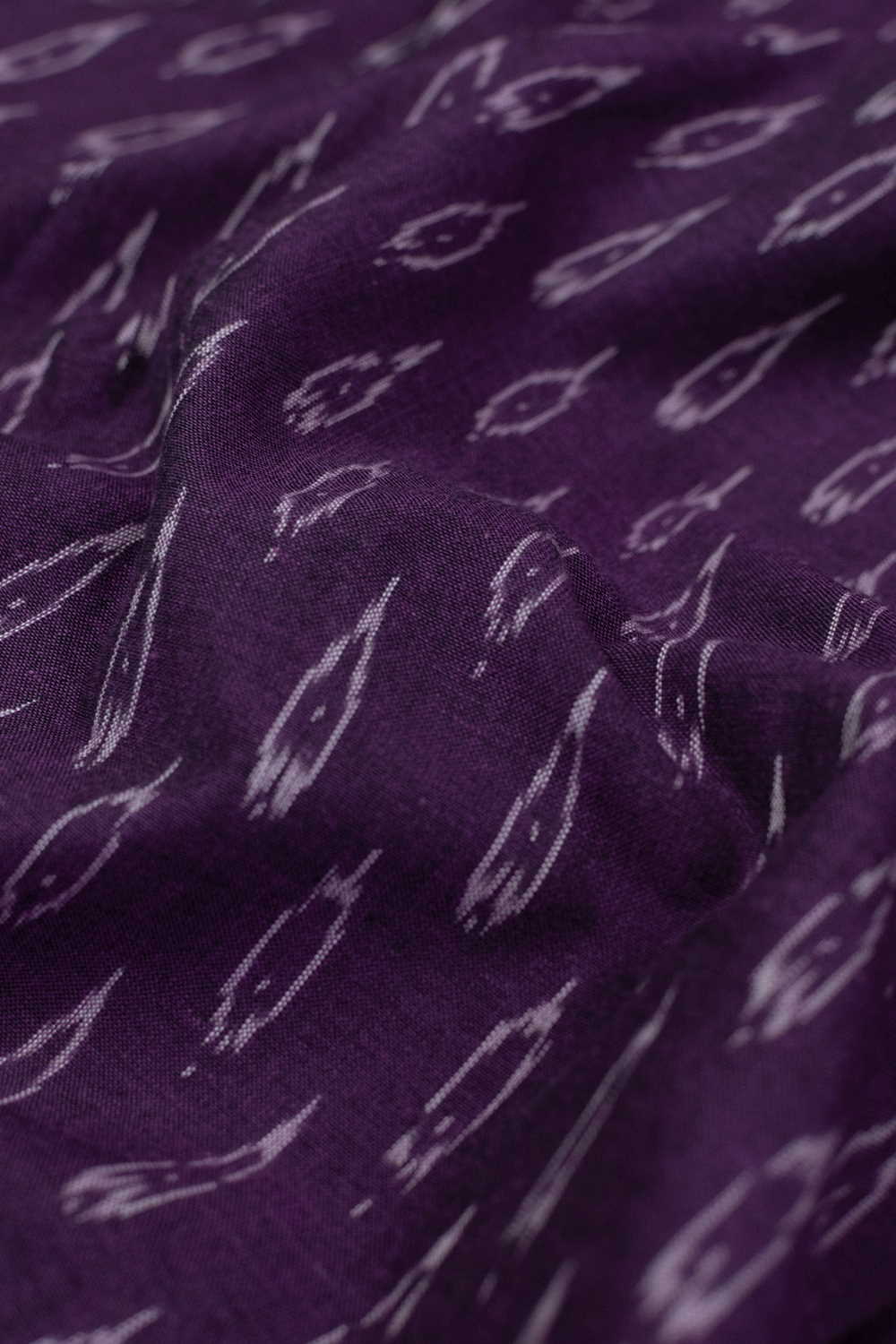 Velvet Purple Ikat Cotton Fabric - 0.5m - Image 3