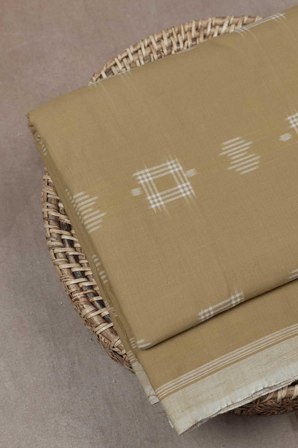Beige Double Ikat Cotton Fabric - 1.65m