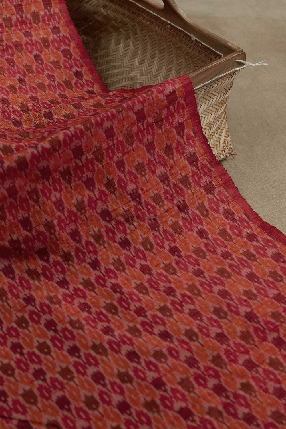 Multi-Colored Motifs Ikat Raw Silk Fabric - 1.8m - Image 4