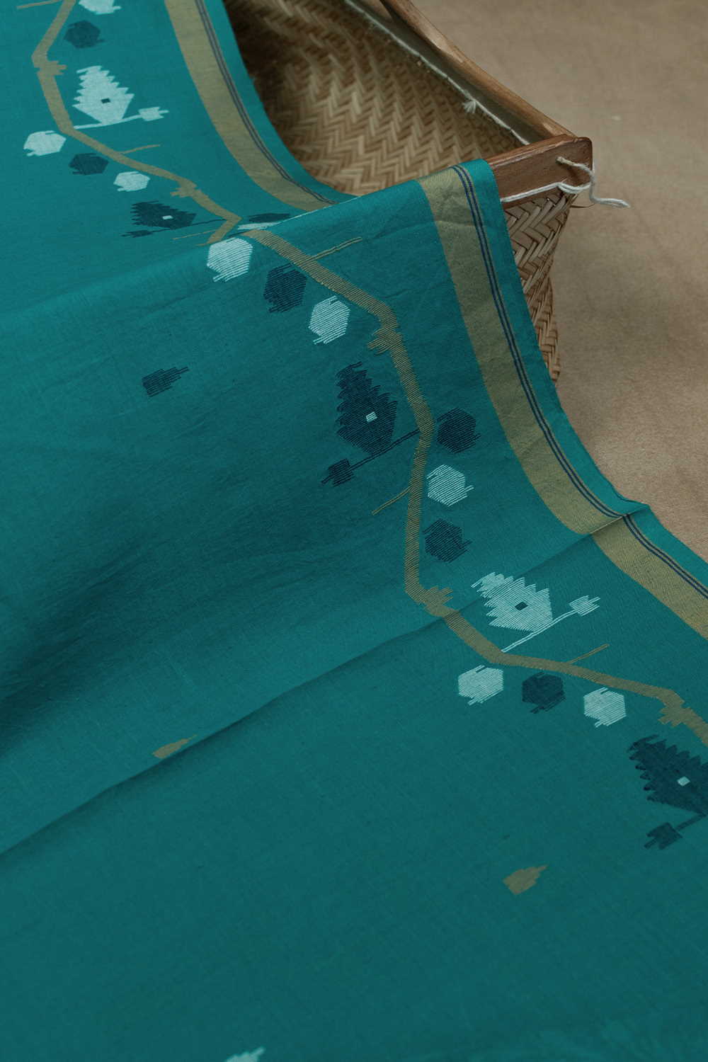 Green Jamdani Cotton Fabric - 0.5m