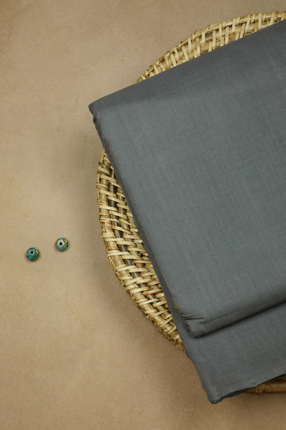 Steel Grey Handwoven Cotton Fabric - 0.5m