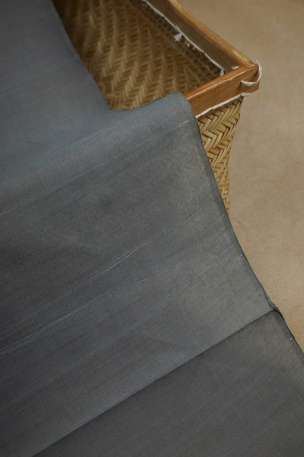 Steel Grey Handwoven Cotton Fabric - 0.5m - Image 3